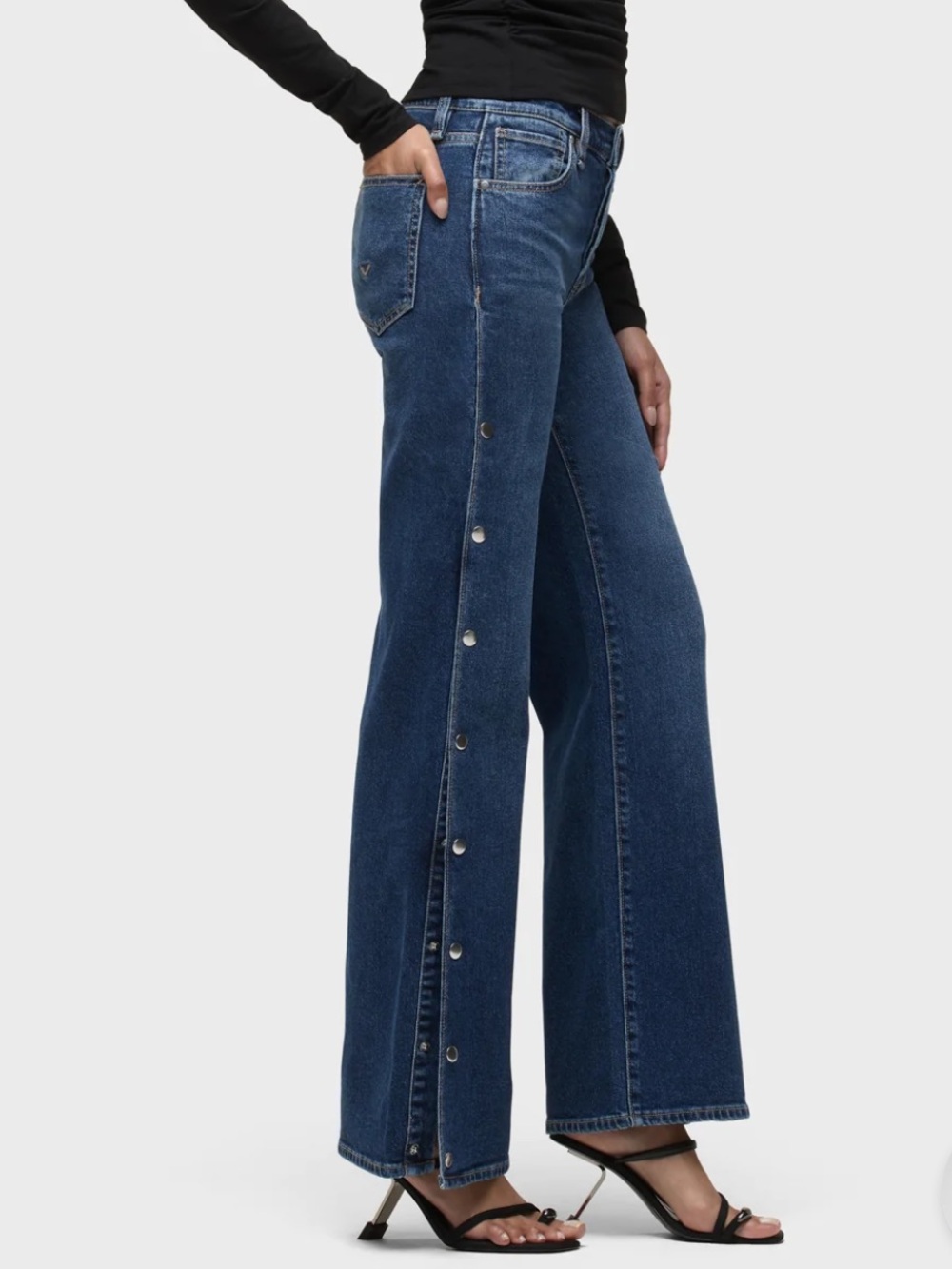 Hudson wide leg jeans with snaps down the sides
